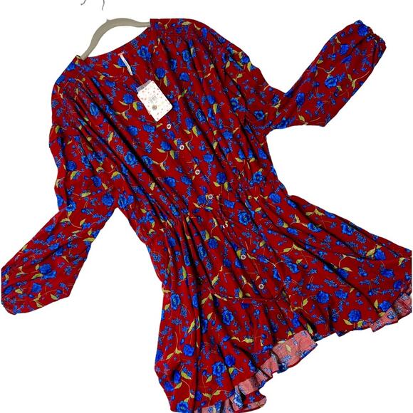 Free People Mini Flower Fields Mini Burgundy Dress S/P - Picture 5 of 15